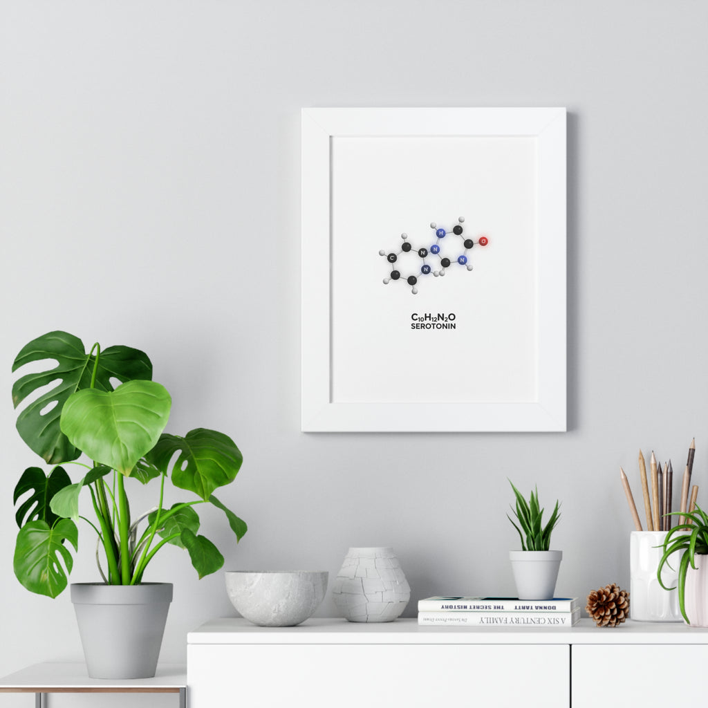 The Science of a Soft Landing--Serotonin Molecule Framed Poster