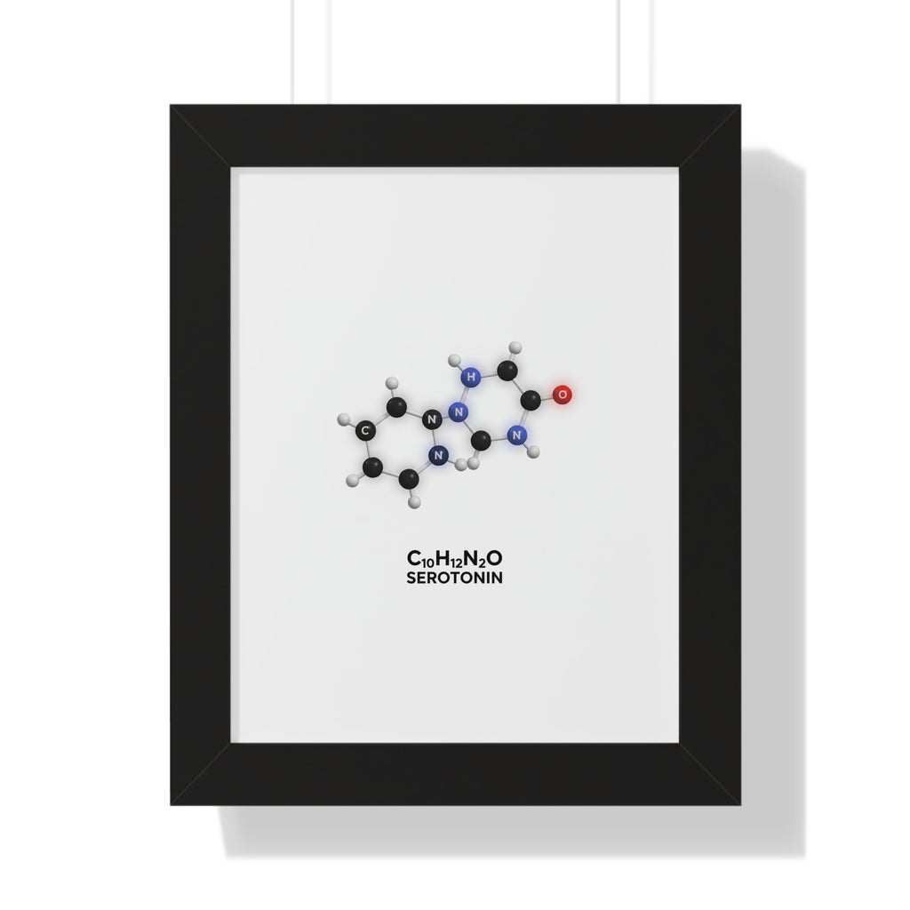 The Science of a Soft Landing--Serotonin Molecule Framed Poster